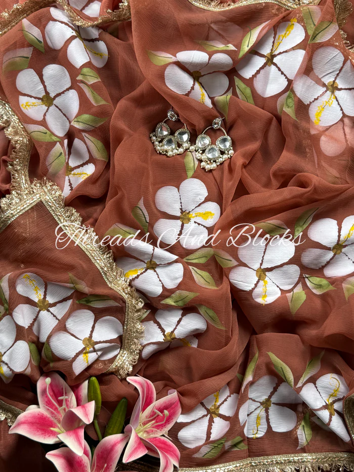 Caramel Brown Hibiscus Sareee